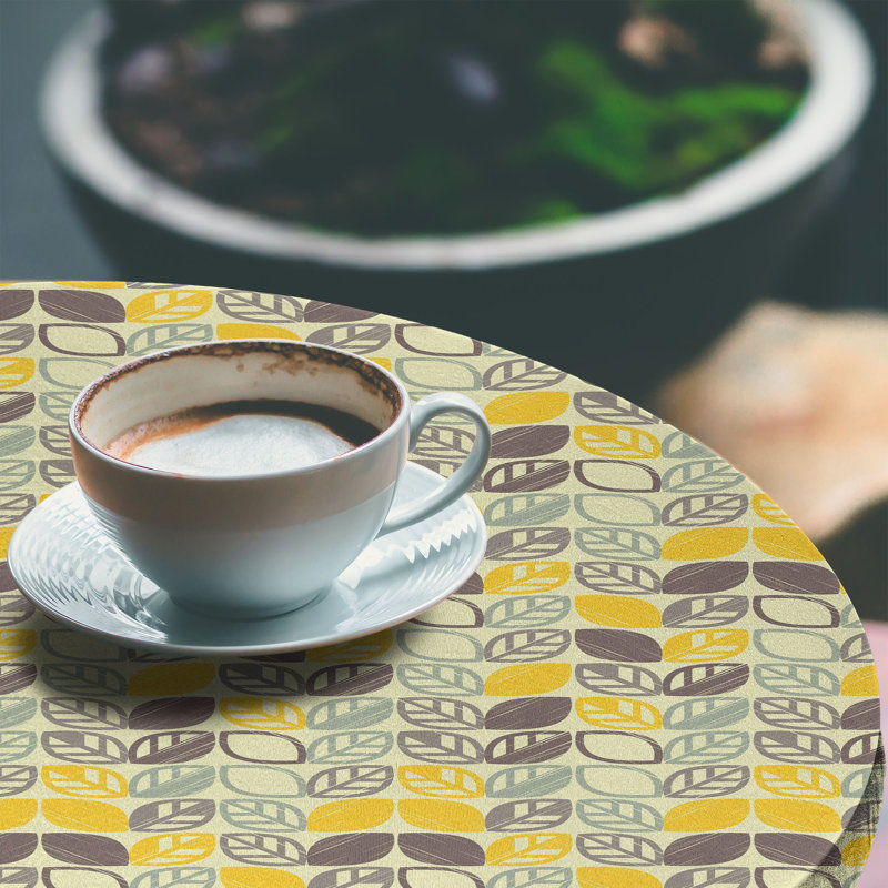 Wrought Studio™ Autumn Fitted Round Tablecloth Earth Yellow Dimgray