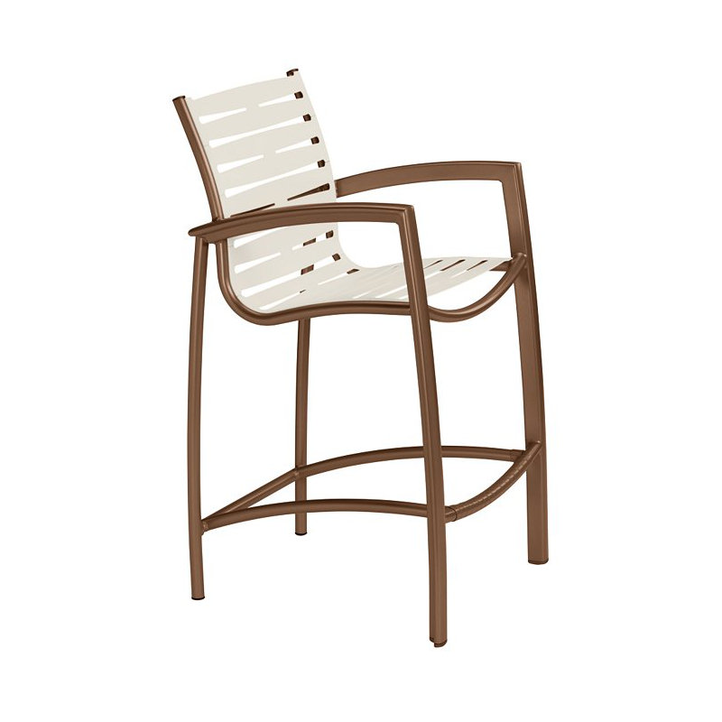 South Beach EZ Span™ Outdoor Bar Stool, Parchment Vinyl, Graphite