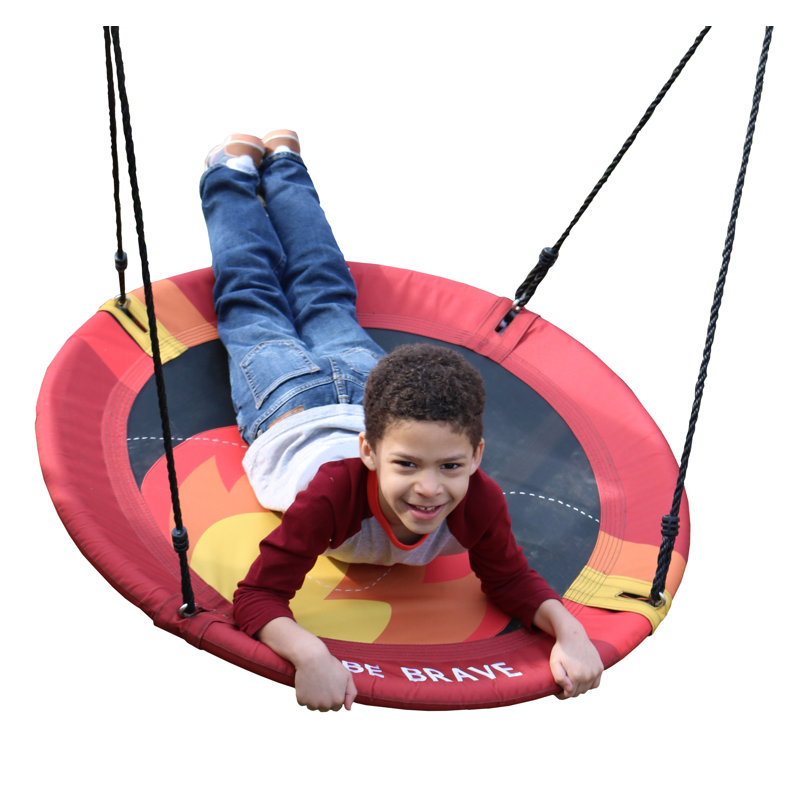 Red and Black Fabric Adventure Saucer Swing with Mounting Chains