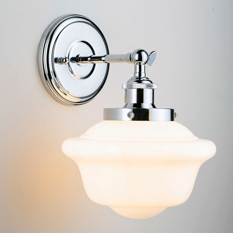 Applique murale de salle de bain à 1 lumière DEL à intensité variable Sille, Chrome poli, Lait