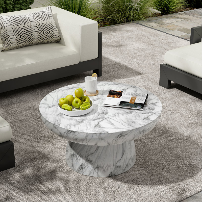 Table basse en faux marbre MGO pour une utilisation intérieure et extérieure