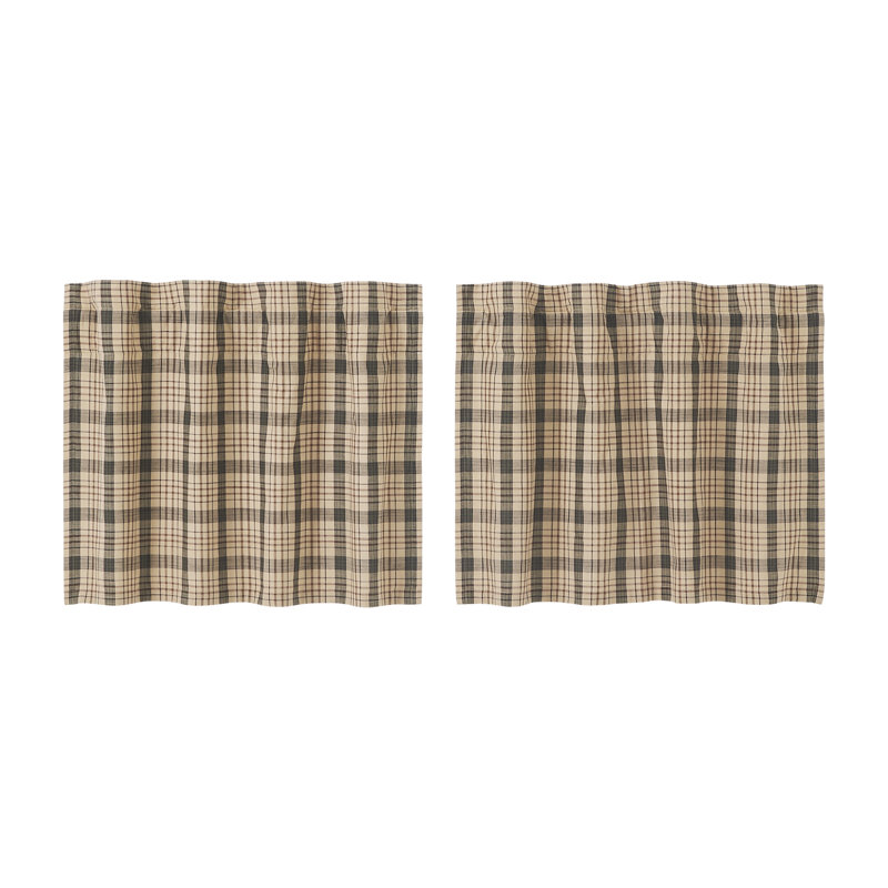 Holms Cotton Plaid Tailored Cafe Curtain, 24" H x 72" W