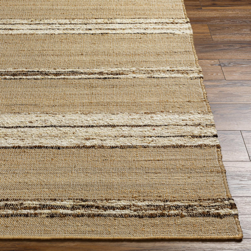 Culbert Striped Handmade Flatweave Jute/Wool Area Rug in Light Gray, Rectangle 5' x 7'6"