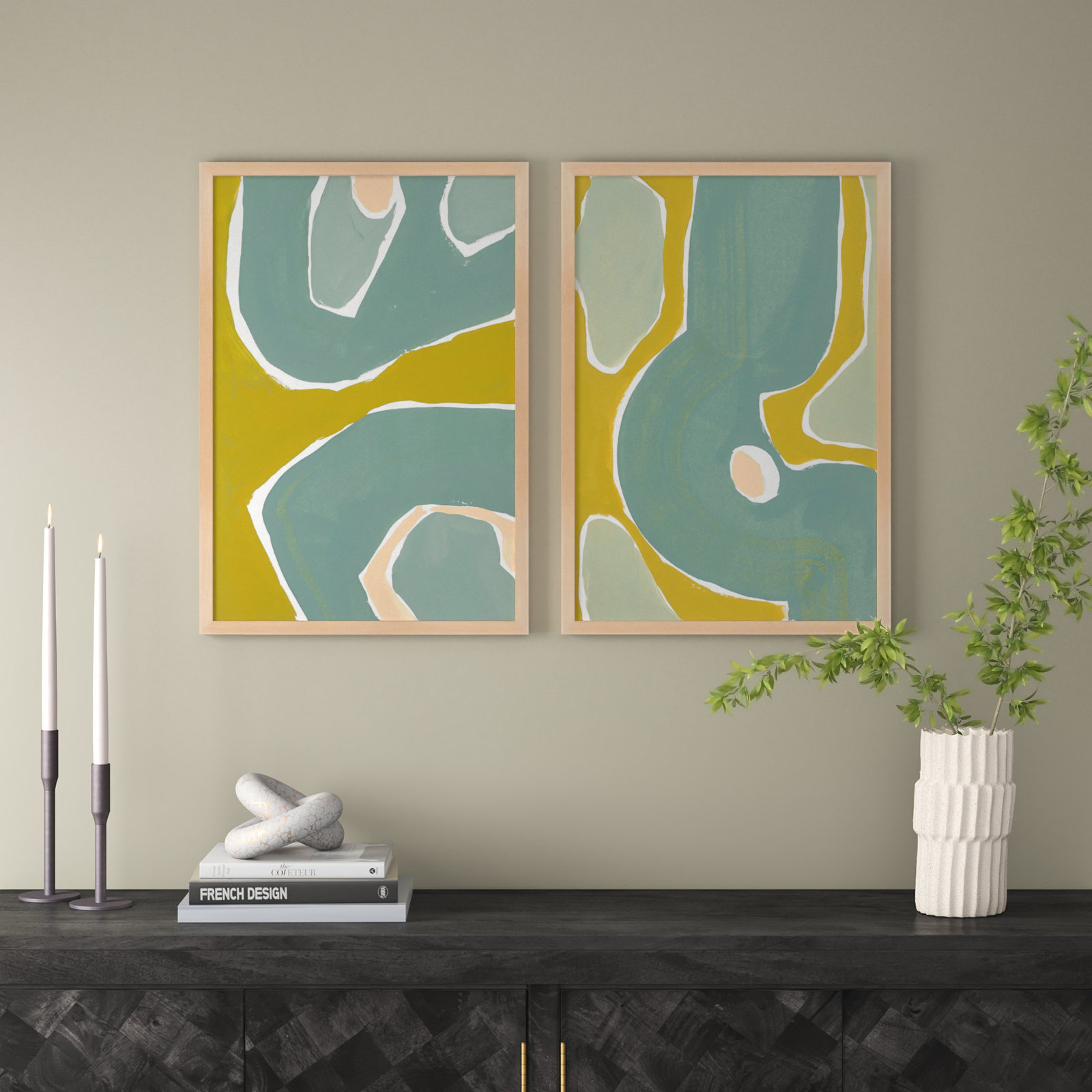 Green On Green by Andrea Stokes, Light Brown, 38" H x 26.5" W x 1.25" D