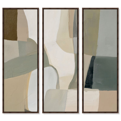 Ensemble de décoration murale pour salon « Desert Shallows I » par Art Remedy, cadre blanc, 16 x 48