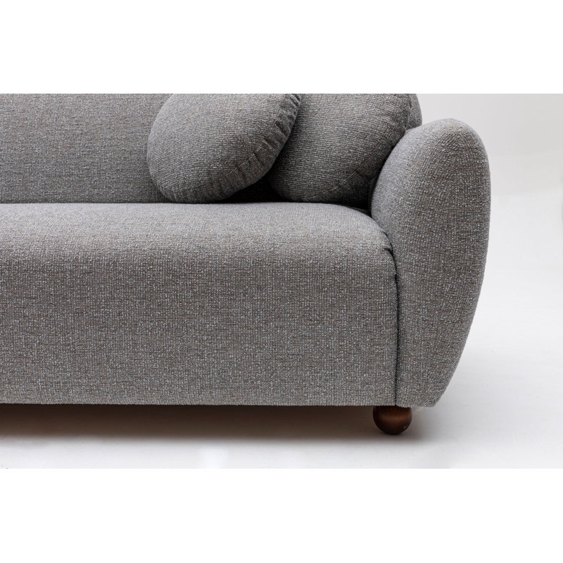 Elegant Corner Sofa, Light Grey, 63.4 x 107.5 x 33.9 inches | Beech Wood & Chipboard Frame with 100% Polyester Fabric | 8 cm 28 DNS Foam + 5 cm 24 DNS Feather Cushions | Includes 2 Pillows | Walnut Legs, Dry-Cleanable