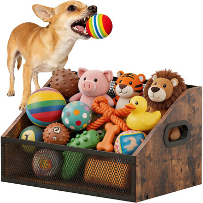 Boîte à jouets pour chien en bois, brun rustique