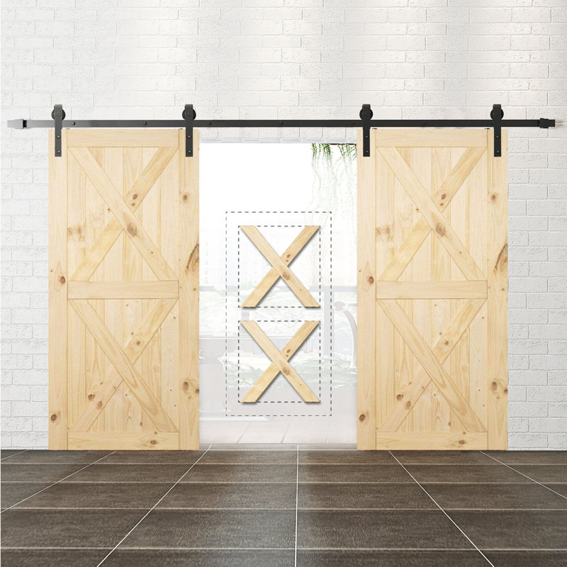 Porte de grange en bois à panneau non fini sans ensemble de quincaillerie d'installation, 42 po x 84 po, 132 po