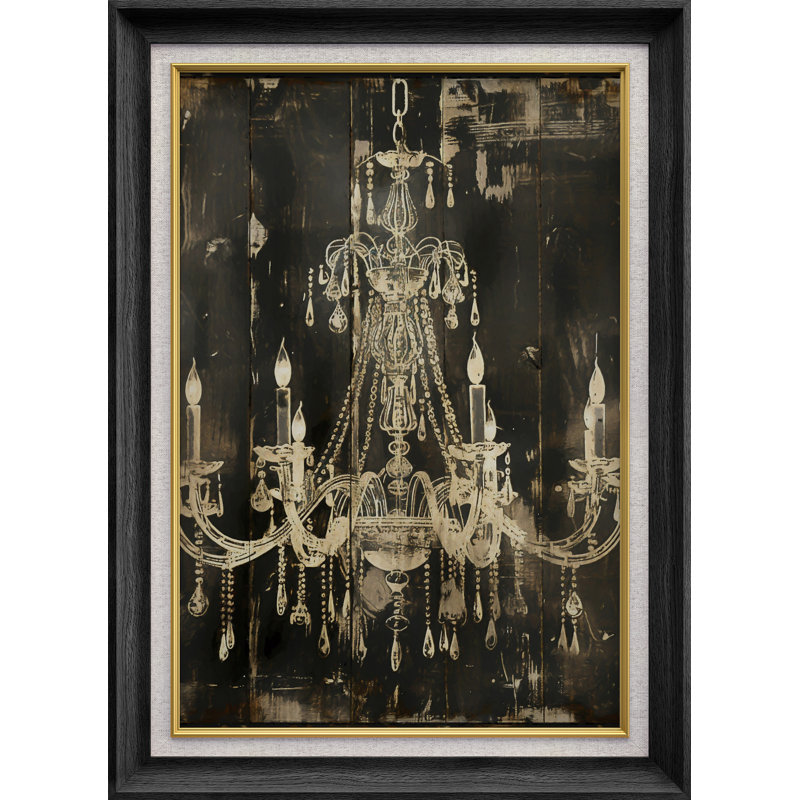 Lustre en cristal rétro, impression sur papier encadrée, H 36 po x l 26 po x P 1,5 po, Cadre noir de qualité supérieure