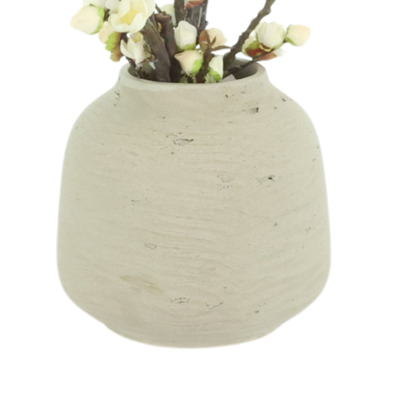 Cherry Blossom Stems in Fiberstone Pot, Light Gray