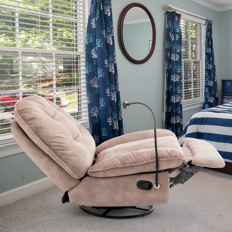Fauteuil inclinable pivotant en velours rembourré, Brun