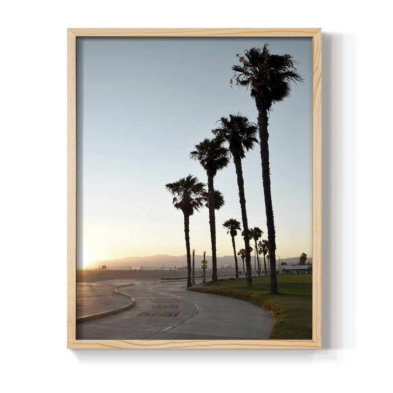Santa Monica Path Framed Print - Solid Wood, Natural, 21" H x 17" W