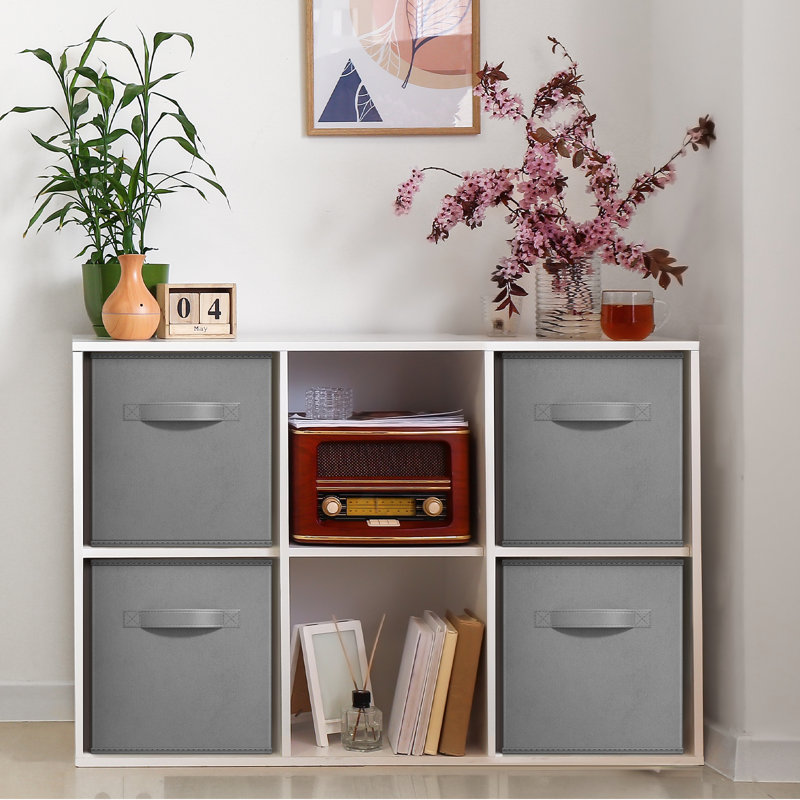 4 Pack 11" Foldable Storage Cubes with Handles, Grey