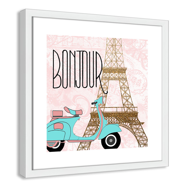 Bonjour paris 2, H 17 po x l 17 po x P 1,19 po, Encadré de boîte blanc