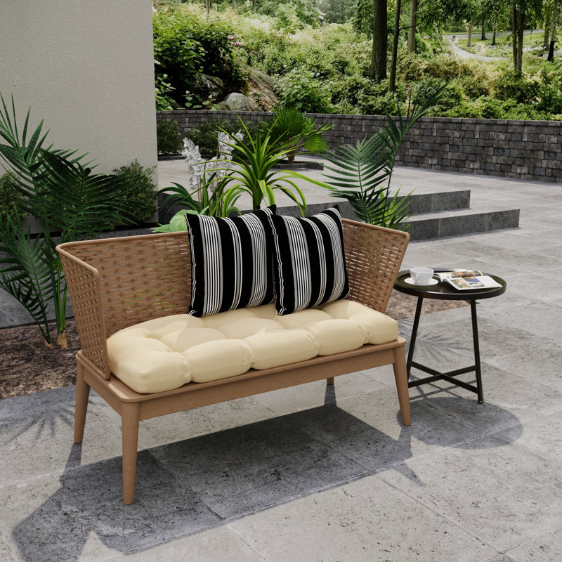 16" x 16" Outdoor Throw Pillow, Black/Gray/White/Striped