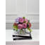 Faux Purple Peony Rose Hydrangea Centerpiece in Glass Vase