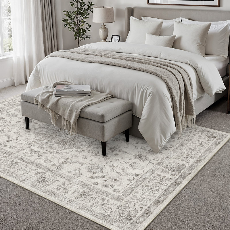 Vicky Oriental Washable Area Rug With Non-Slip Backing, Rectangle 6' x 9'
