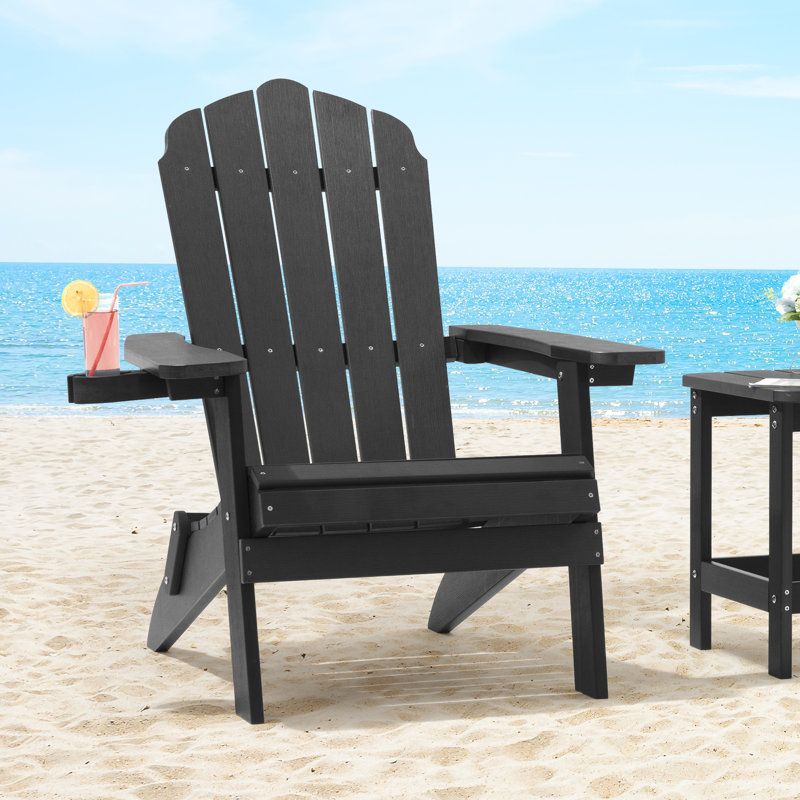 Chaise Adirondack pliante en plastique Ramilla, Noir