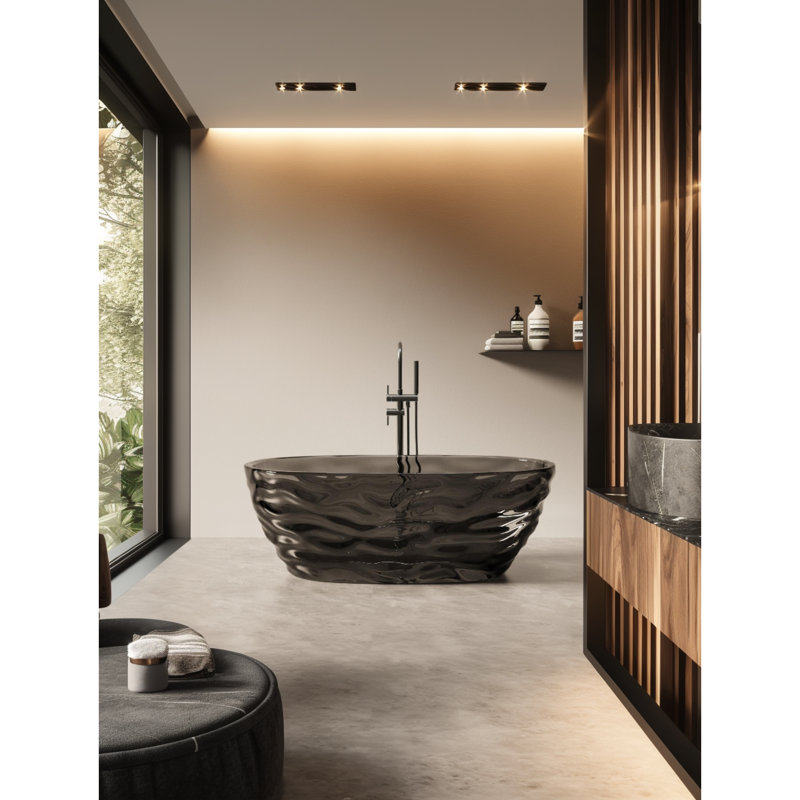 Luxueuse baignoire en résine au design artistique noir transparent