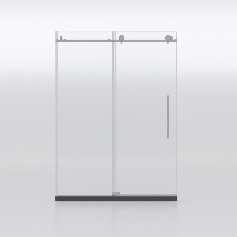 Portes de douche sans cadre de 60 po de largeur x 76 po de hauteur avec verre trempé transparent de 3/8 po (10 mm), finition brossée Nicel