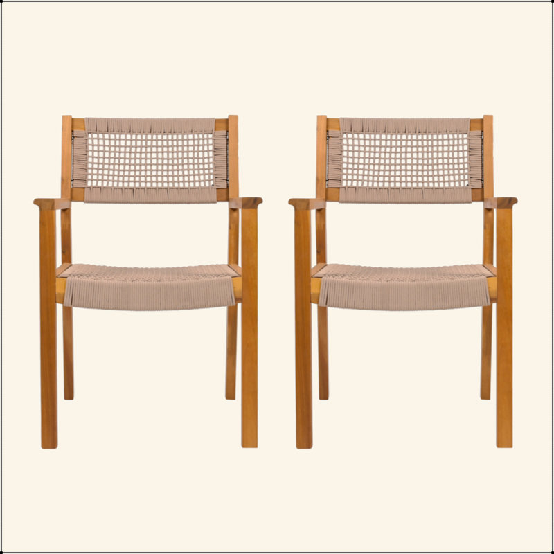 Ensemble de chaises de salle à manger tressées confortables et élégantes pour votre maison, Teck