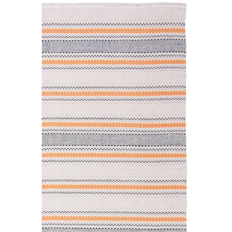 Annia Hand Woven Cotton Striped Rug, Rectangle 5' x 8'