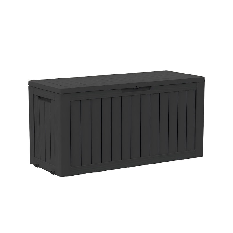 340L Lockable Waterproof Resin Outdoor Storage Box, Black