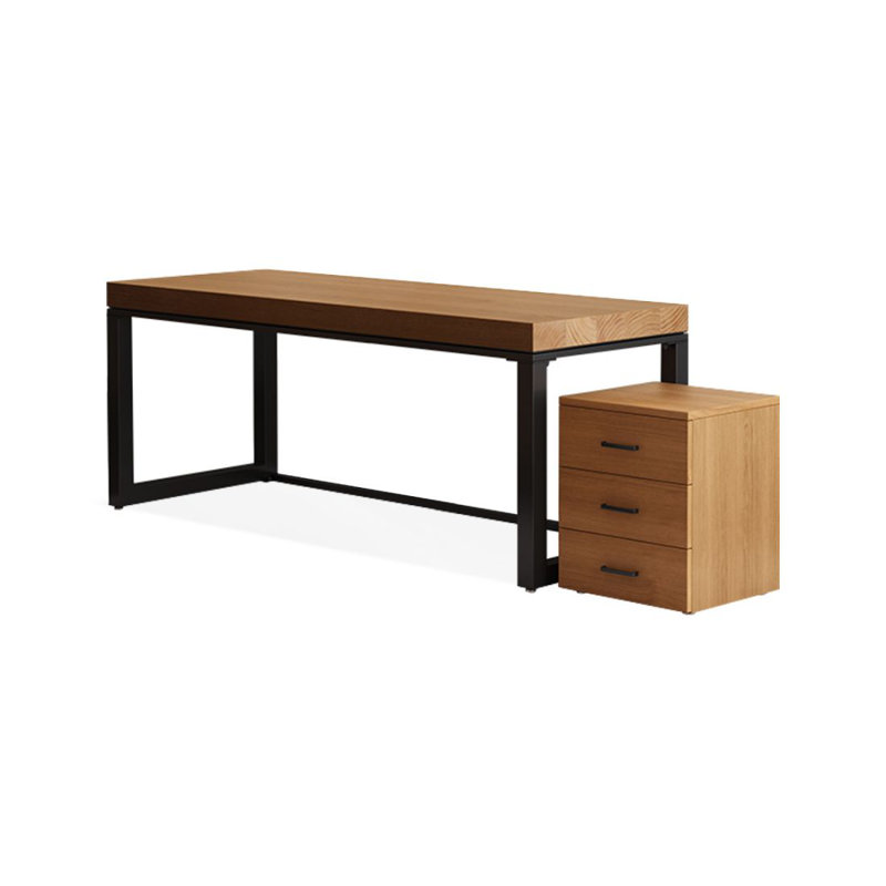 Bureau rectangulaire en bois massif avec tiroirs Walnut, H 29,53 po x l 62,99 po x P 27,56 po