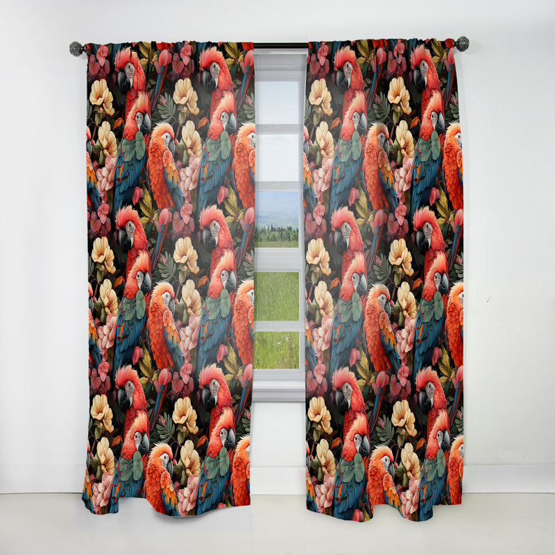 Parrot Haven - motif tropical I - rideau en velours tropical - obscurcissant - 1 panneau, L 52 po x L 108 po