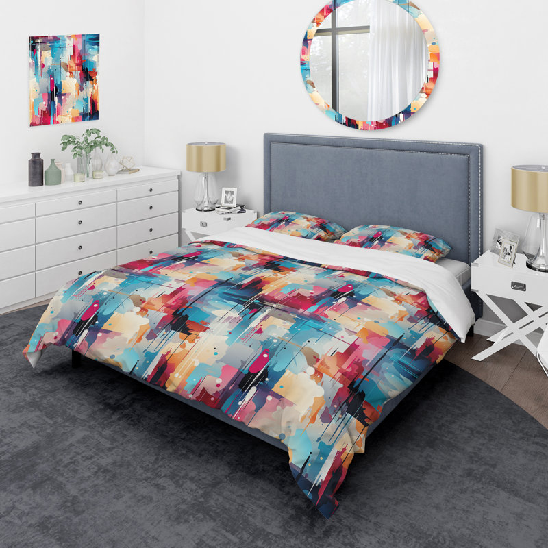 Urban Reflections - Ensemble de housse de couette abstrait - Microfibre de polyester