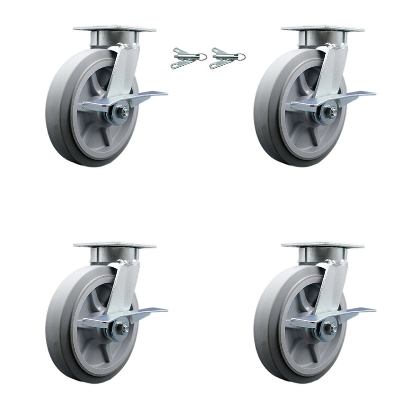 4 Piece Kingpinless Thermoplastic Rubber Caster Set