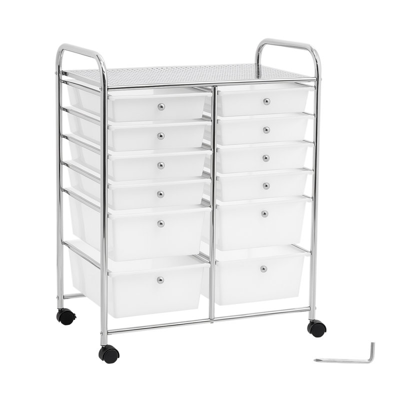 Utility Cart with Wheels, 81.5cm H x 63.5cm W x 39.5cm D, Chrome
