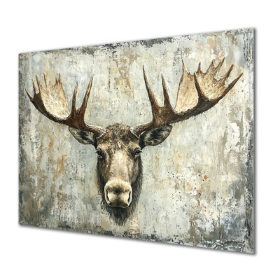 Abstrait des bois de tête d'orignal - reproduction d'art moderne en métal, décoration murale en métal orignal