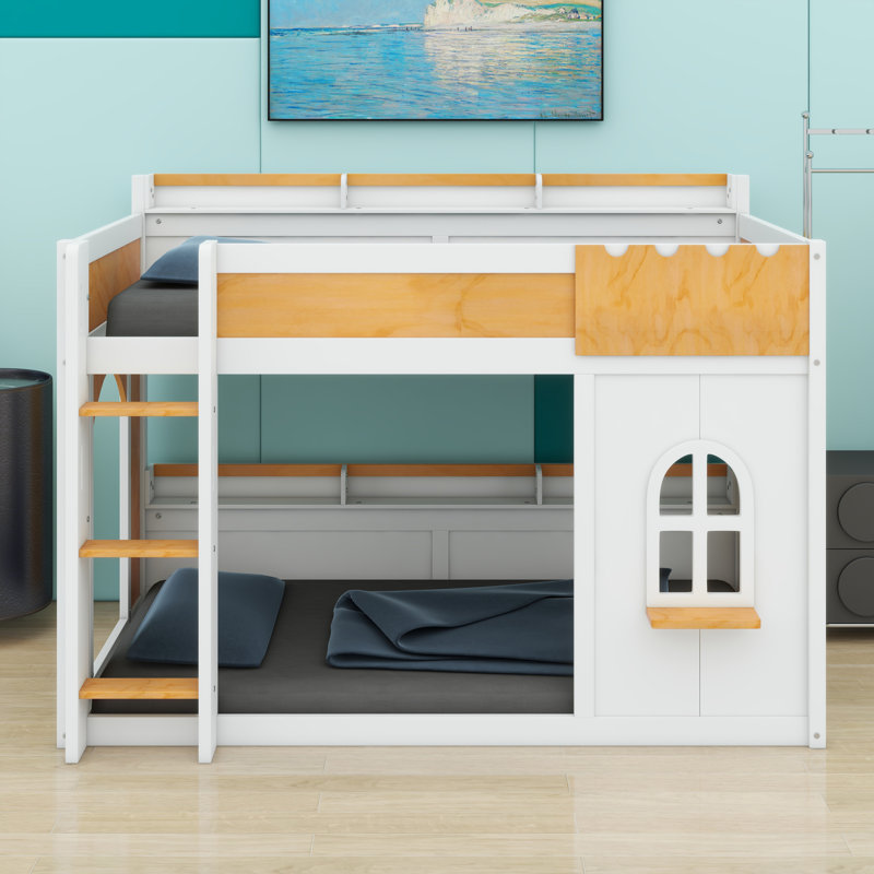 Bunk Bed With Storage Shelves,Window