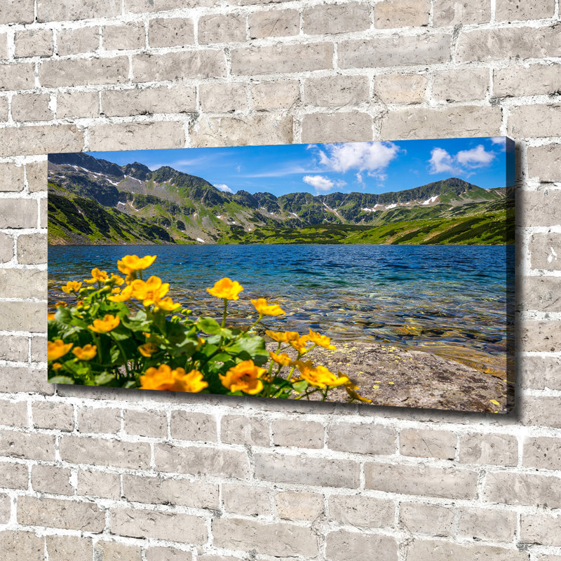 Lake In The Mountains - No Frame Print on Glass, Canvas, 70cm H x 140cm W x 2cm D