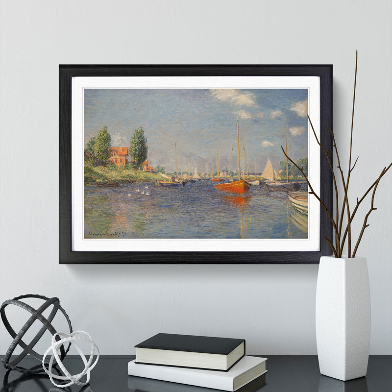Red Boats in Argenteuil by Claude Monet - Framed Print, Black Framed, 27cm H x 36cm W x 2cm D