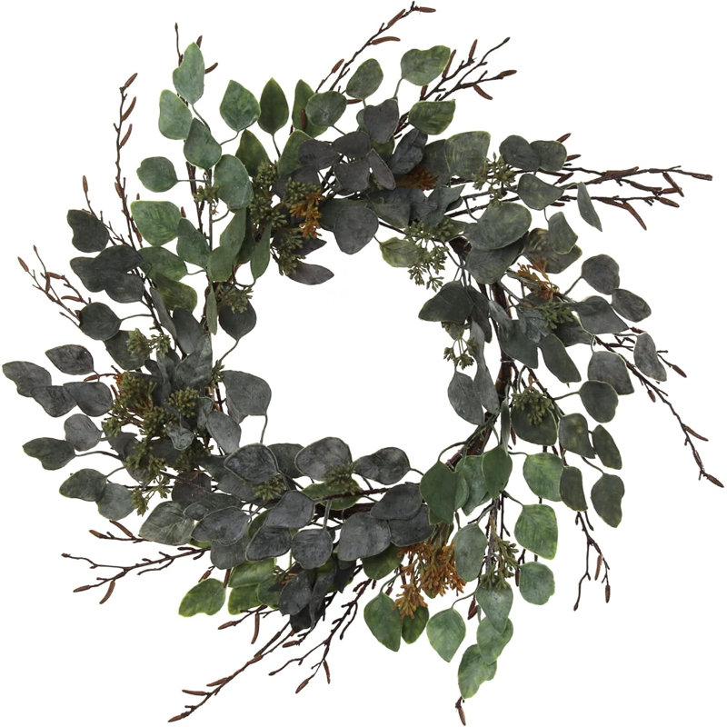 Couronne d'eucalyptus 4 pièces 24 po | Verdure fabriquée à la main | Parfait pour un décor intérieur / extérieur toutes saisons | Durable et durable
