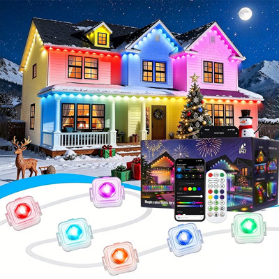 100FT Permanent Outdoor Lights, RGB+IC App Control Remote, IP67 Waterproof Lighting, Outdoor Lights for Chasing Lights, Garden Decor, House, Party, Holiday