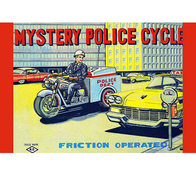 « mystère policière cycle », affiche rétro