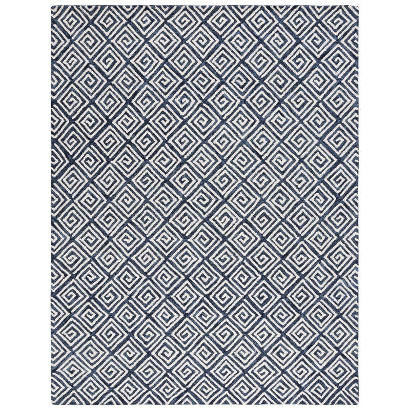 Tashieka Hand Tufted Wool And Cotton With Latex Geometric Rug, Rectangle 9' x 12'