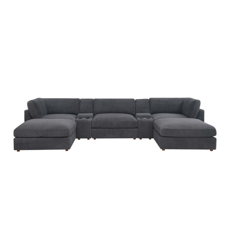 Auchterarder Modular Corduroy Sectional, Dark Gray