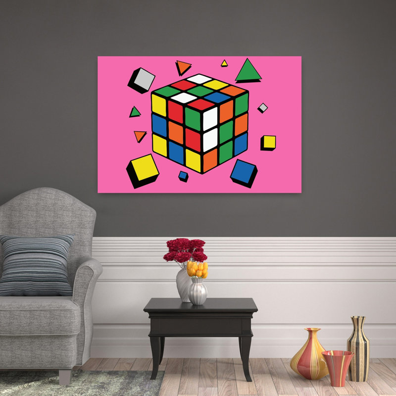 Art mural rétro classique rétro Rubiks, H 32 po x l 48 po