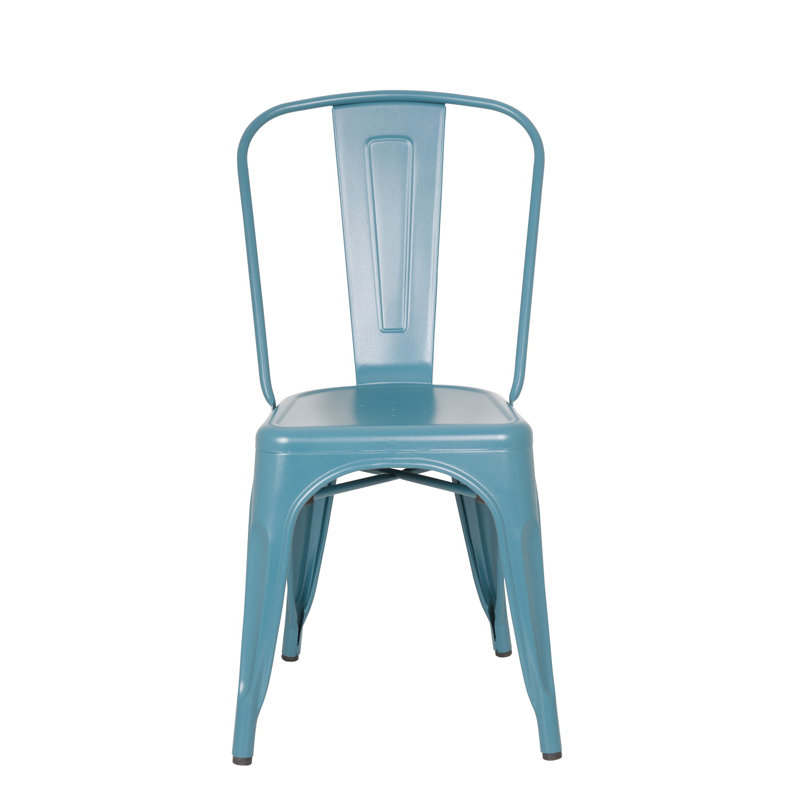 Chaise d'appoint en métal 74522, Bleu sarcelle givré