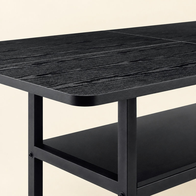 Table de salle à manger moderne en bois d'ingénierie noir avec rangement, 180 x 90 cm., Noir