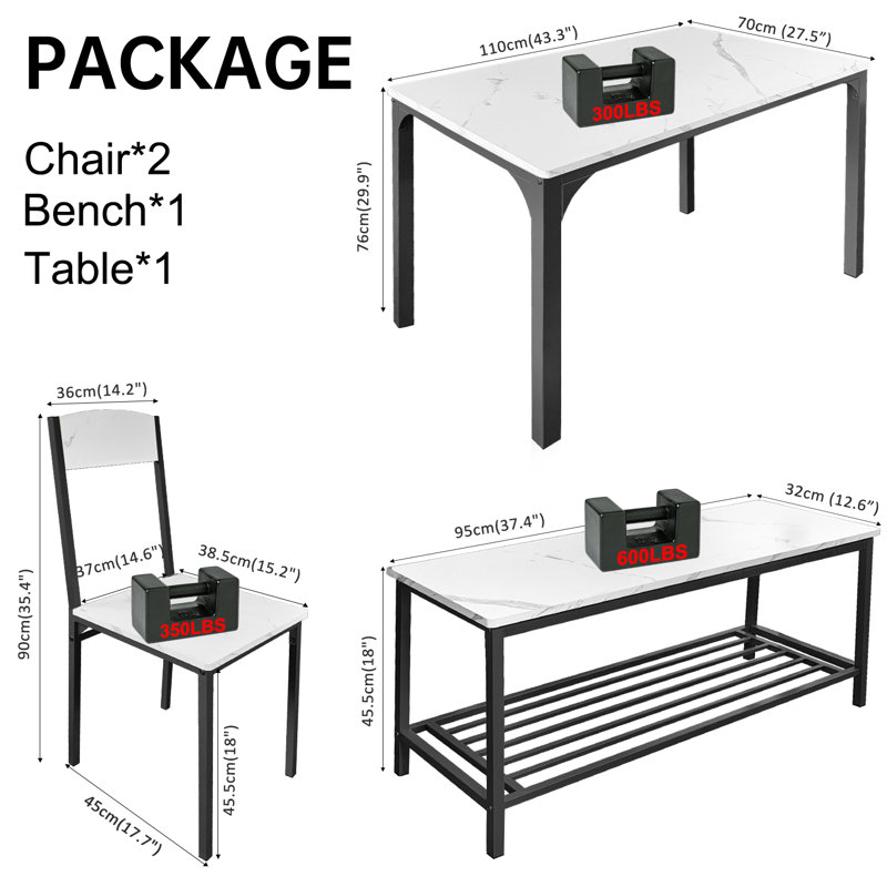 Ensemble repas pour 4 personnes Ahian, Noir, Noir, Noir