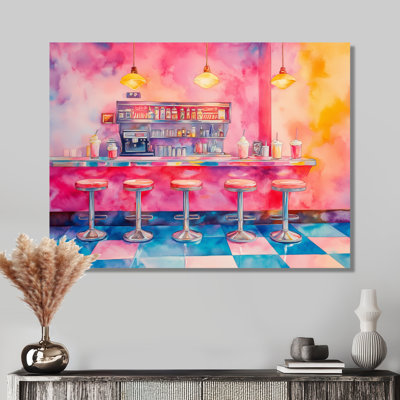 Dinner Counter 1950S - Retro Metal Wall Art, Traditional Metal Print
