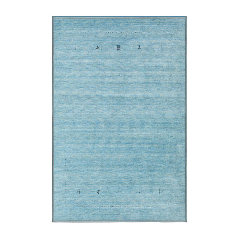 Tapis de zone bleu contemporain, Rectangle 5 pi x 7 pi