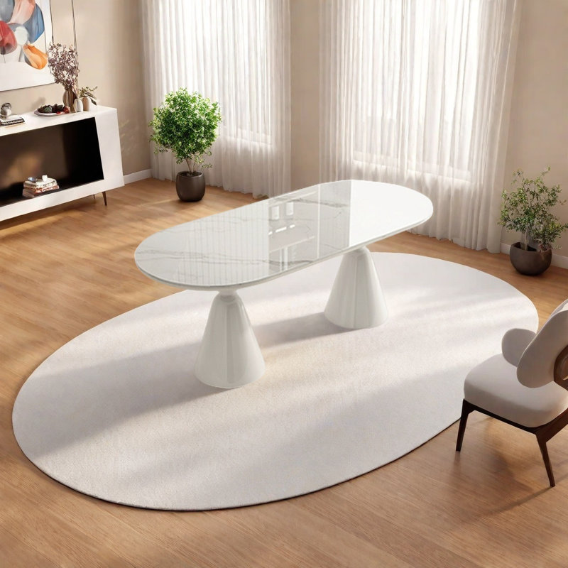 Table de salle à manger en ardoise et pieds en acier au carbone, H 29,5 po x L 55,1 po x l 31,4 po
