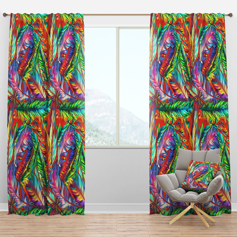 Panneau de rideau simple semi-diaphane avec passe-tringle Southwestern, l 52 po x L 120 po