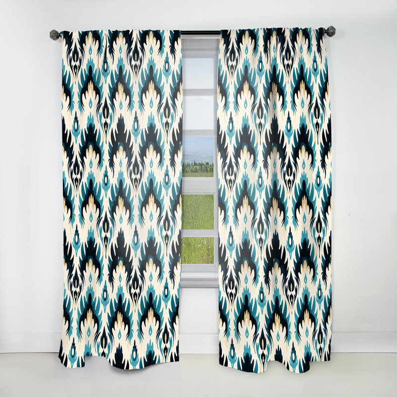 Black Urban Industrial Ikat Symphony - Vintage Curtain - Velvet Room Darkening - 1 Panel, 52" W x 120" L